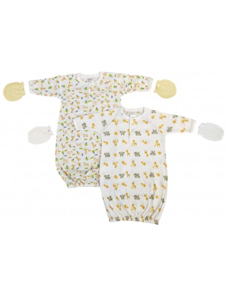 Unisex Newborn Baby 4 Piece Gown Set
