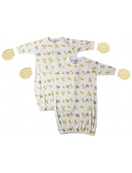 Unisex Newborn Baby 4 Piece Gown Set