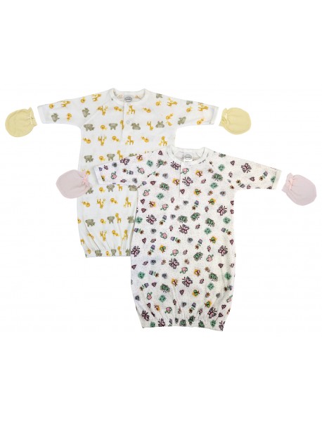 Newborn Baby Girls 4 Piece Gown Set