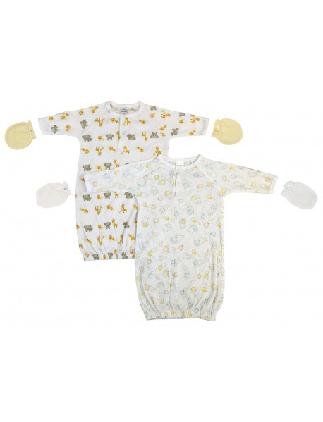 Unisex Newborn Baby 4 Piece Gown Set