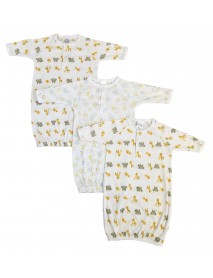 Unisex Newborn Baby 3 Piece Gown Set