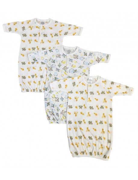Unisex Newborn Baby 3 Piece Gown Set
