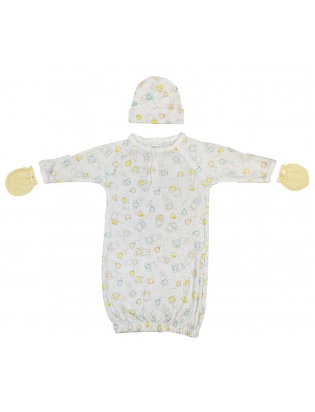 Unisex Newborn Baby 3 Piece Gown Set