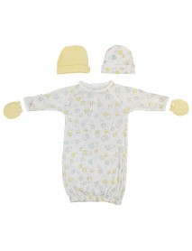 Unisex Newborn Baby 4 Piece Gown Set