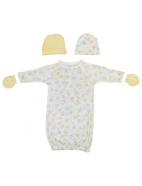 Unisex Newborn Baby 4 Piece Gown Set