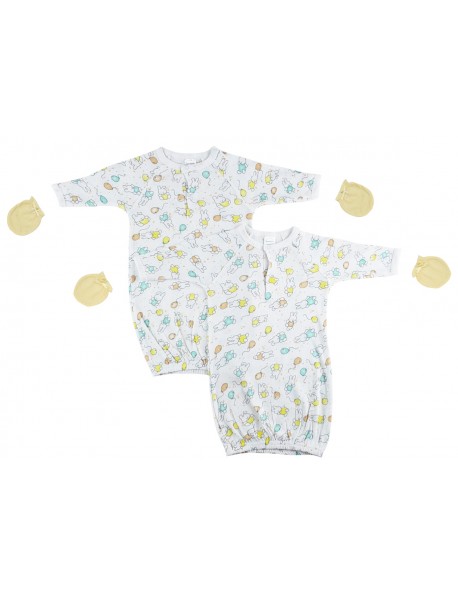 Unisex Newborn Baby 4 Piece Gown Set