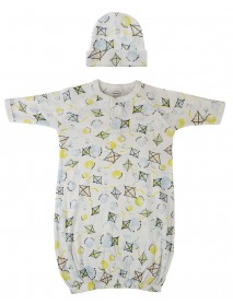 Unisex Newborn Baby 2 Piece Gown Set