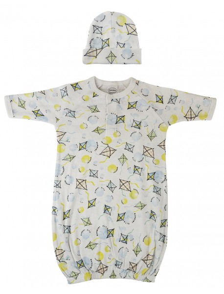 Unisex Newborn Baby 2 Piece Gown Set