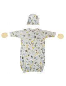 Unisex Newborn Baby 3 Piece Gown Set