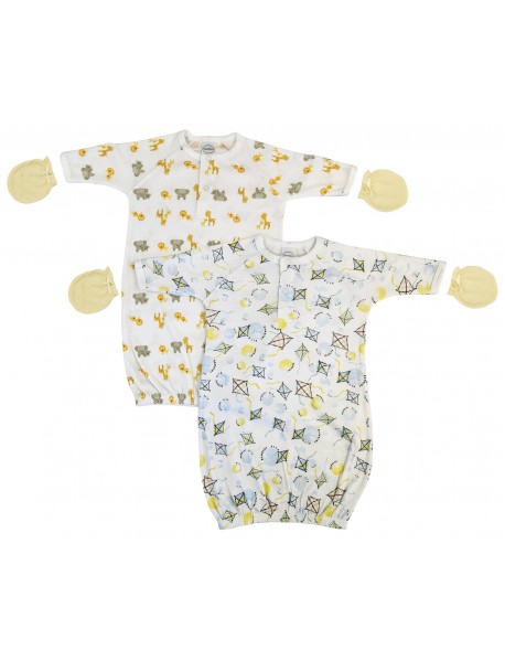Unisex Newborn Baby 4 Piece Gown Set