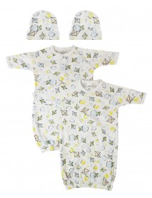 Unisex Newborn Baby 4 Piece Gown Set