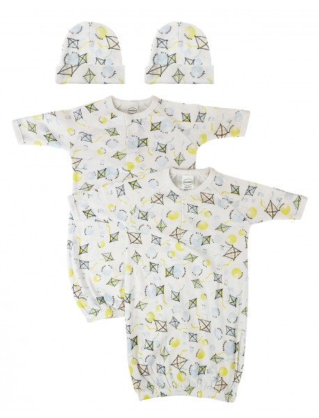 Unisex Newborn Baby 4 Piece Gown Set