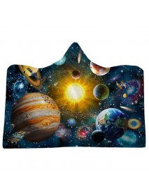 3D Hooded Blankets Colorful Planet Warm Winter Wearable Plush Mats Nap Soft Travel Mats