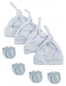 Boys Knotted Caps and Mittens - 8 Piece Set