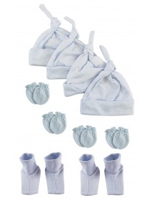 Boys Knotted Caps , Booties and Mittens - 10 Piece Set