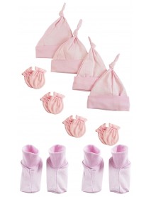 Girls Knotted Caps , Booties and Mittens - 10 Piece Set