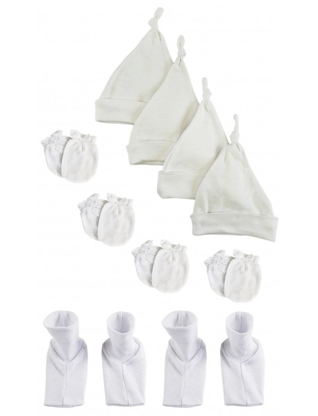 Unisex Knotted Caps , Booties and Mittens - 10 Piece Set