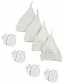 Unisex Knotted Caps and Mittens - 8 pc Set