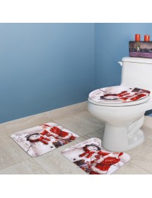 3Pcs/Set Bathroom Non-Slip Christmas Style Bathroom Carpet Rug Toilet Seat Cover Mat Set