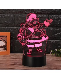 Christmas 3D Santa Claus LED Night Touch Color Changing Illusion USB Light Lamp