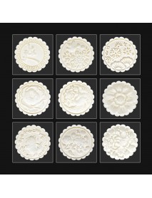 1 Mould And 13 Style Flower Stamps 150g Round Moon Cake Baking Mold Hand Pressure Decor
