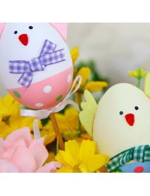 1Pcs Funny DIY Chick Design Plastic Coloring Painted Easter Egg With Stick For Easter Decorations