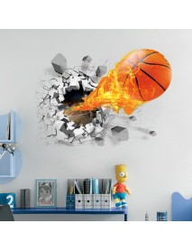 Fashion 3D Basketball Wall Sticker Green Poster Art Stickers Kids Rooms Home Decoration Accessories