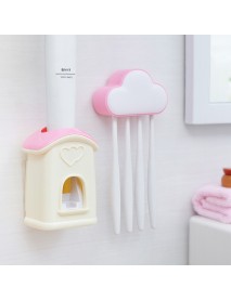 Honana BX Automatic Toothpaste Squeezer Dispenser 4 Toothbrush Holder Set Wall Mount Stand