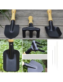 3Pcs Mini Hand Garden Tool Set Plant Gardening Shovel Spade Rake Trowel Wood Handle Metal Head