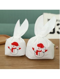 Christmas 50pcs Cute Easter Bunny Cookies Bag Wedding Decoration Snow Man Ear Plastic Candy Bag