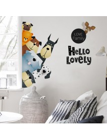 Cartoon Wall Stickers Cute Animals A Pro - Green Living Room Sofa Posted Children 's Room Paste