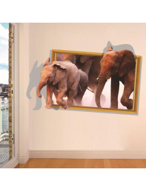 3D Elephant Walking Living Room Bedroom Animals Floor Background Wall Decor Creative Stickers