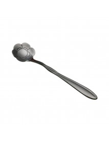 KCASA KC-FS01 Black Stainless Steel Flower Shape Coffee Sugar Spoon Tea Spoon Ice Cream Tableware