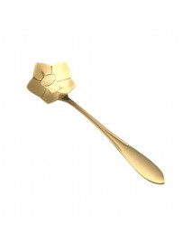 KCASA KC-FS04 Gold Flower Shape Stainless Steel Coffee Sugar Spoon Tea Spoon Ice Cream Tableware