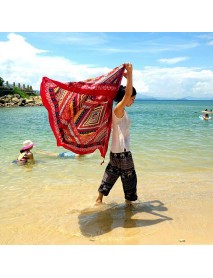 Honana WX-18 100x180cm Bohemian Linen Beach Towel National Style Woman Bath Towel Scarf Bed Sheet Tapestry