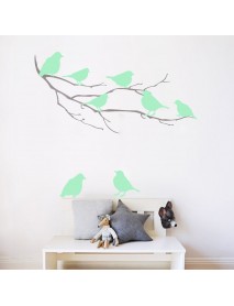 8PCS Honana Fluorescent Glow Birds Wall Sticker Home Bedroom Decor