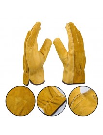 1Pair Leather Gloves Working Protection Gloves Security Garden Labor Gloves Wear Safety Tools