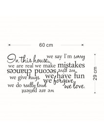 60X56CM In This House English Letter Proverbs Wall Stickers Home Decoration