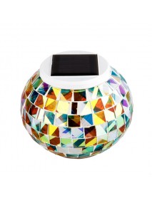 Garden Solar Power Mosaic Glass Ball Colorful LED Light Outdoor Waterproof Decoration Lamp