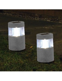 Garden Solar Stone Post White Warm White LED Light Outdoor Waterproof Decoration Lamp