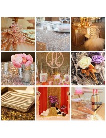 Home Rose Golden Sequins Table Runner Wedding Party Tablecloth Decorate
