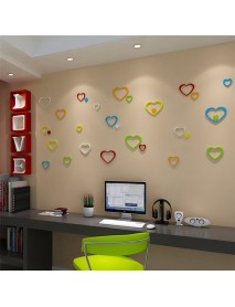 5Pcs 10 Colors DIY Heart Shape Wall Stickers Decal Acrylic Home Wall Door Bedroom Decor