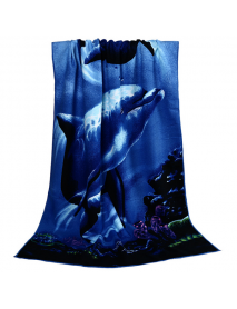 70x150cm Blue Dolphin Penguin Print Absorbent Microfiber Beach Towels Quick Dry Bath Towel