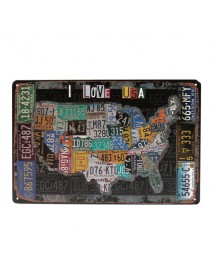 I Love USA Retro Metal Painting Sheet Metal Drawing Pub Home Cafe Poster Sign Tin Decor