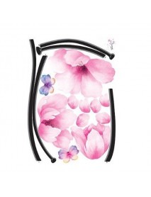 Removable PVC Pink Flower Stem Wall Sticker Room Decor Decal