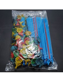 100 Pcs Blue Balloon Sticks With Multicolor Cups