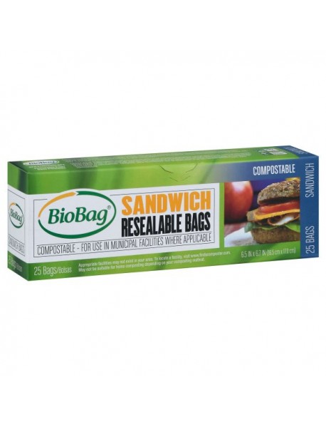 Biobag Compostable Resealable Sandwich Bag (12x25 CT)