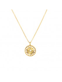 Holiday CZ Sunshine Awn Star 925 Sterling Silver Necklace