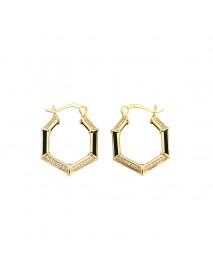 Fashion Geometry CZ Hexagon 925 Sterling Silver Hoop Earrings