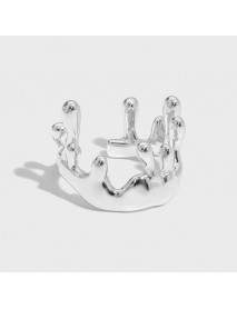 Irregular New Candle Crown Solid 925 Sterling Silver Adjustable Ring